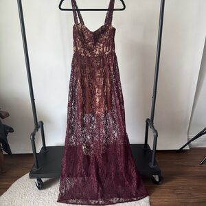 Burgundy Lace maxi dress